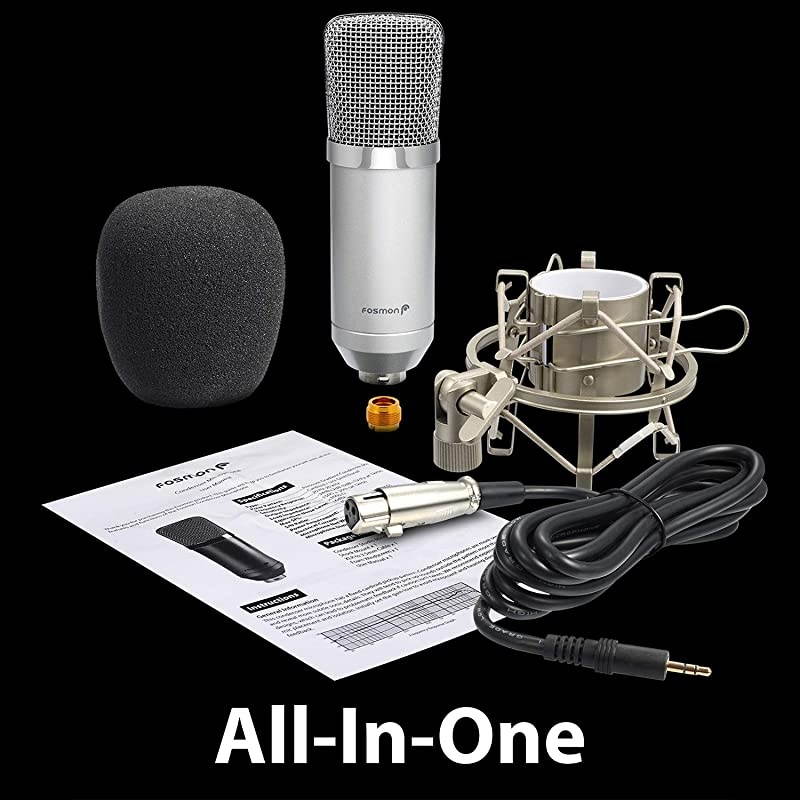 Cardioid Condenser Microphone XLR Noise Deduction 360 Degree UniDirectional Voice Recording with Mount amp Windscreen for PC Gaming Broadcasting Podcasting Studio YouTube amp Tiktok Video