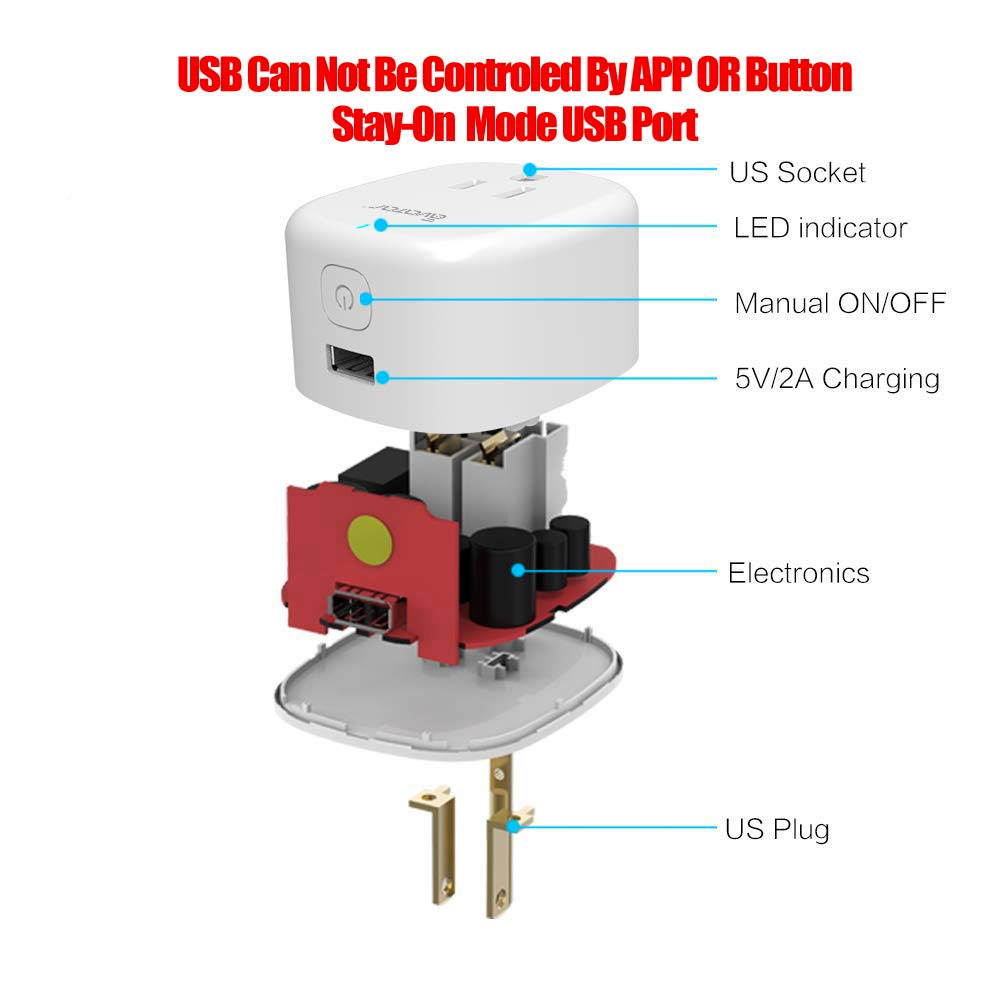AvatarControls WiFi Smart Plug,UL Certified Wireless Smart Home Outlet Timer Switch,Remote Control ON/OFF Household Appliances Anywhere,Work with Alexa/Google Assistant, No Hub Required