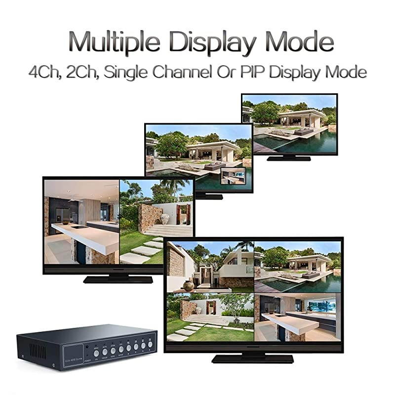 4Ch Realtime Color Video Quad Splitter CCTV Security Mulitplexer Processor OSD Menu with Audio