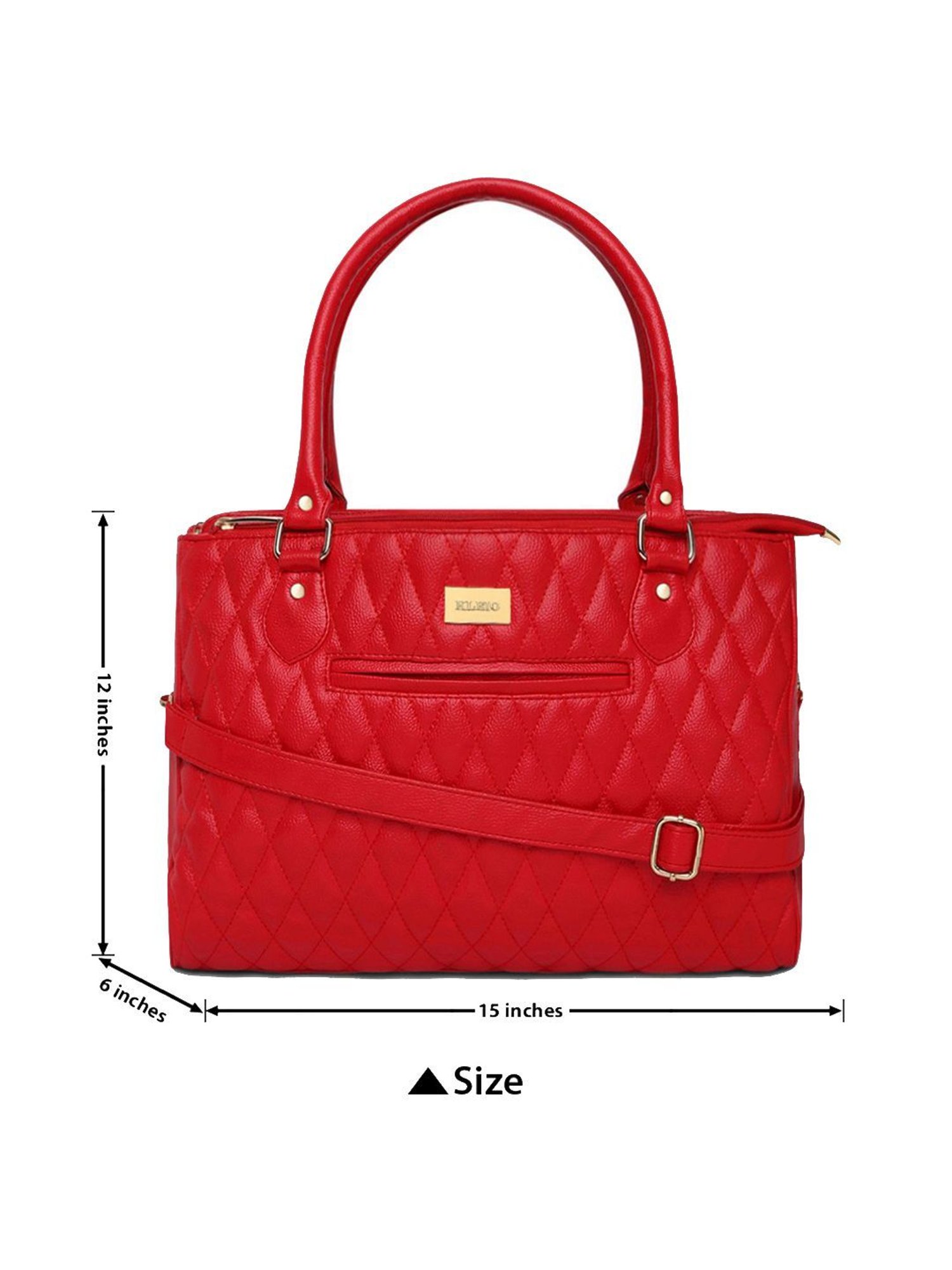 KLEIO Red Quilted Medium Laptop Handbag