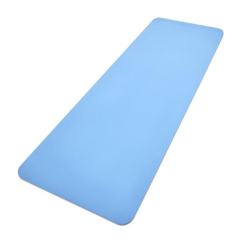 Adidas ADYG-10100GB Universal Exercise Roll Up Slip Resistant Fitness Pilates and Yoga Mat, 8mm Thick, Glow Blue