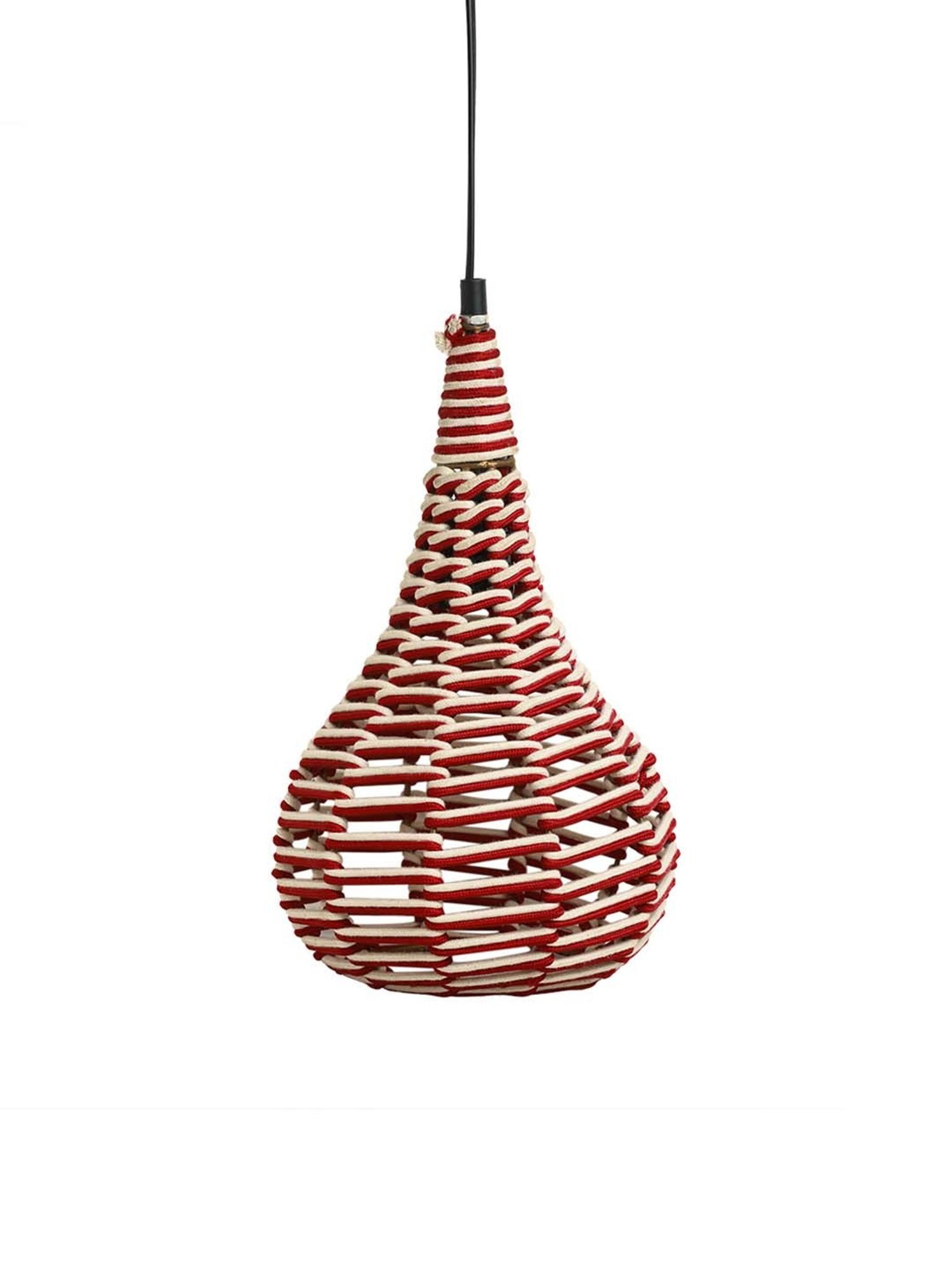 ExclusiveLane Swirls Red & Beige Iron Handwoven Hanging Pendant Lamp