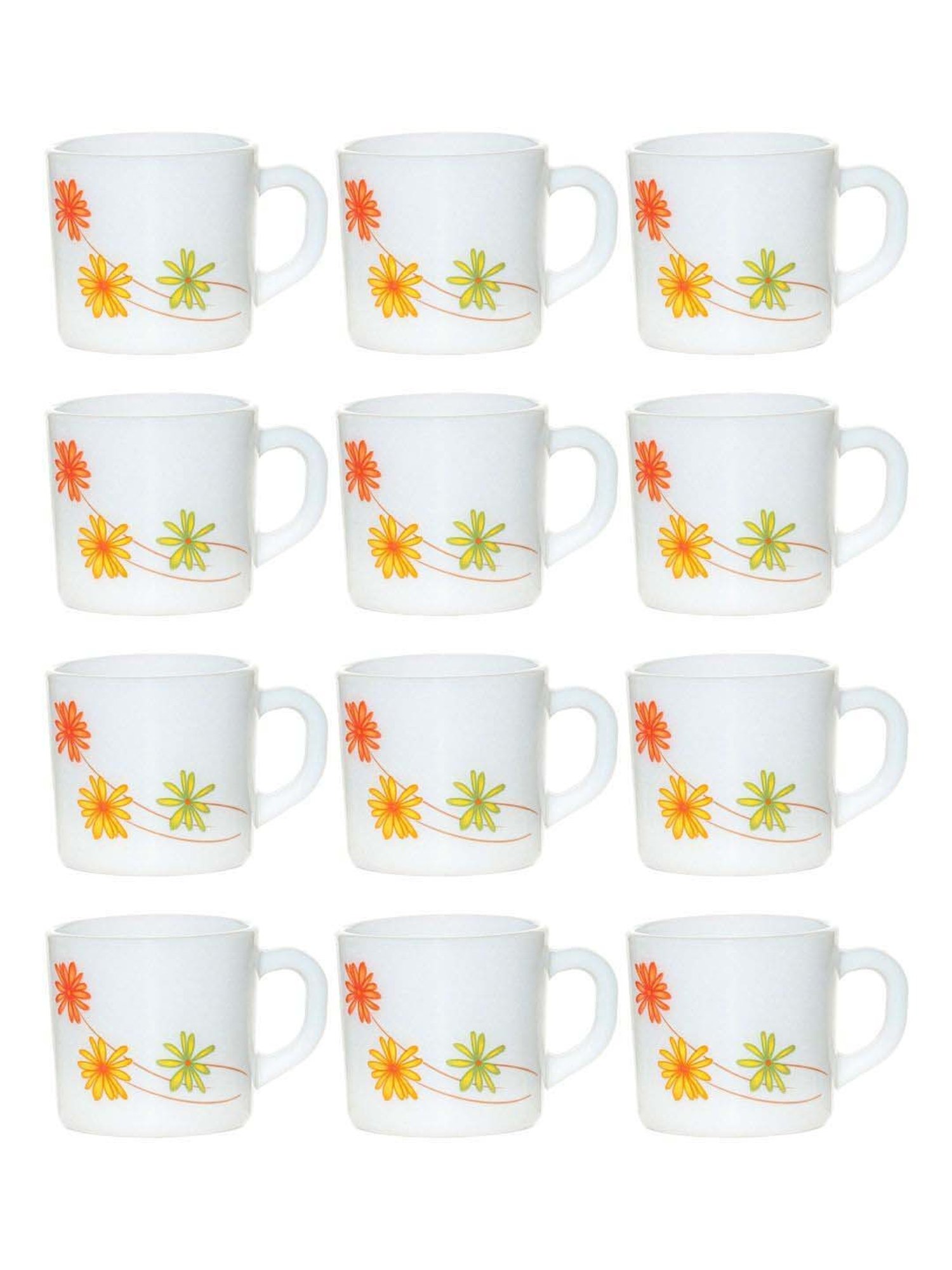 Cello Multicolor Glass Coffee Mug (0.1 L) - Set of 12