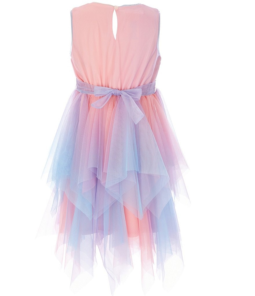 Bonnie Jean Big Girls 7-16 Sequin/Ombre Handkerchief-Hem Dress