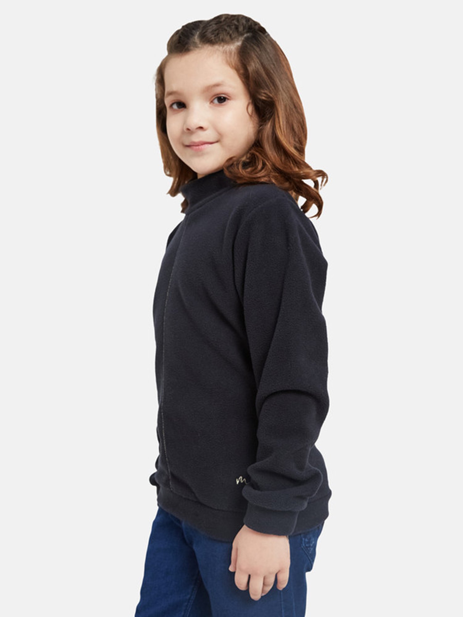 METTLE Kids Navy Solid Full Sleeves Sweatshirt