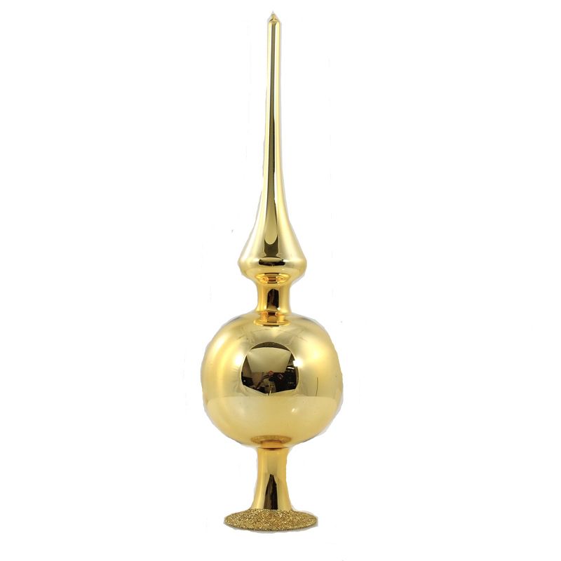Inge Glas 9.75" Gold Shiny Reflection Finial Tree Topper Christmas  -  Tree Toppers