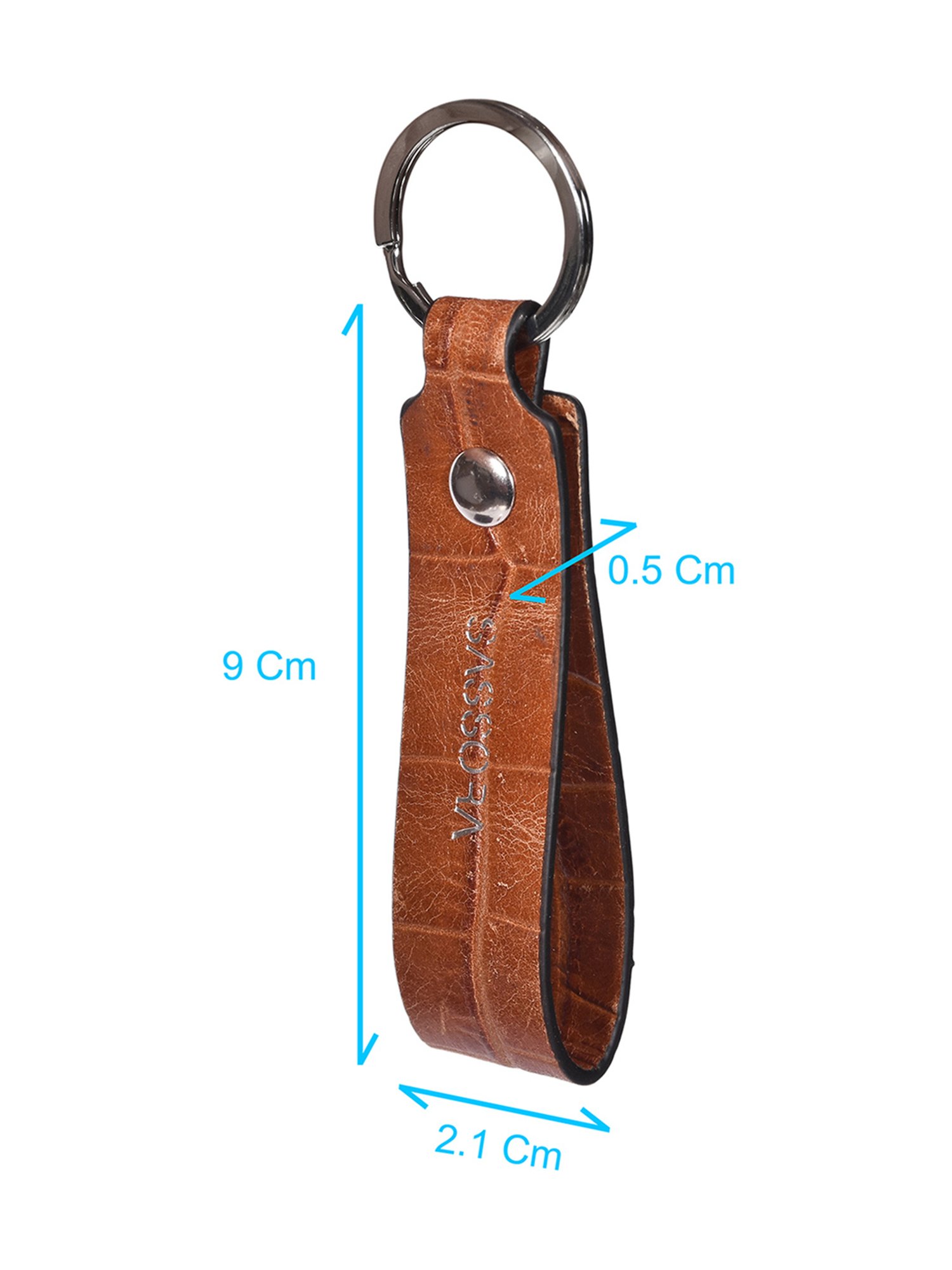 SASSORA Tan Leather Keychain Key Ring Holders Anniversary Gift, Birthday Gift - Pack of 2