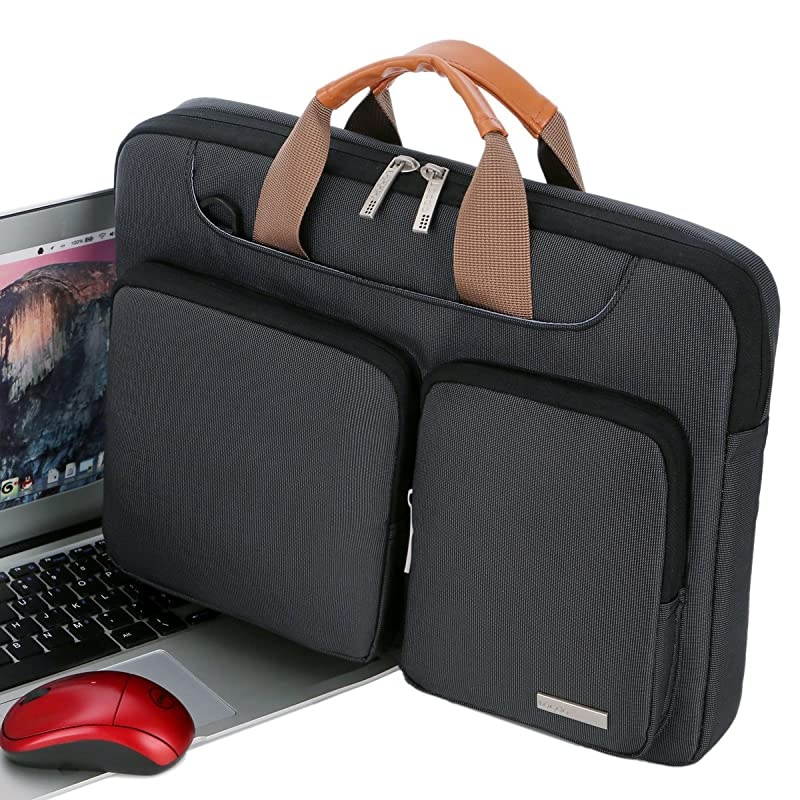 360&deg; Protective Laptop Shoulder Bag Sleeve Case for 13 Inch New MacBook Air | MacBook Pro Touch Bar 20162020 | Surface Book 3 2 | MacBook Pro Retina 20122015 | 13 HP Acer ASUS Computer Black