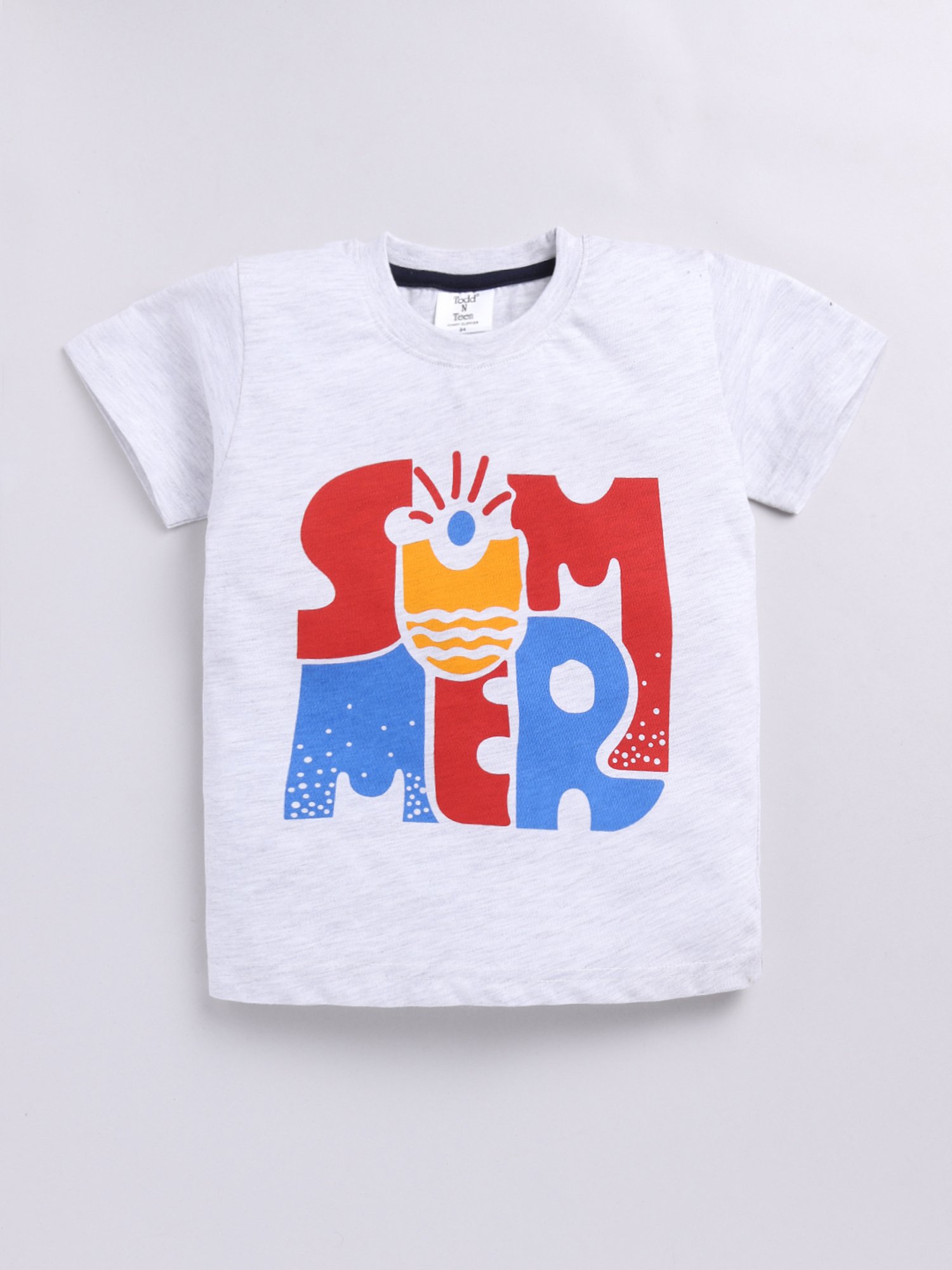 Todd N Teen Kids Grey & Red Printed T-Shirt With Shorts