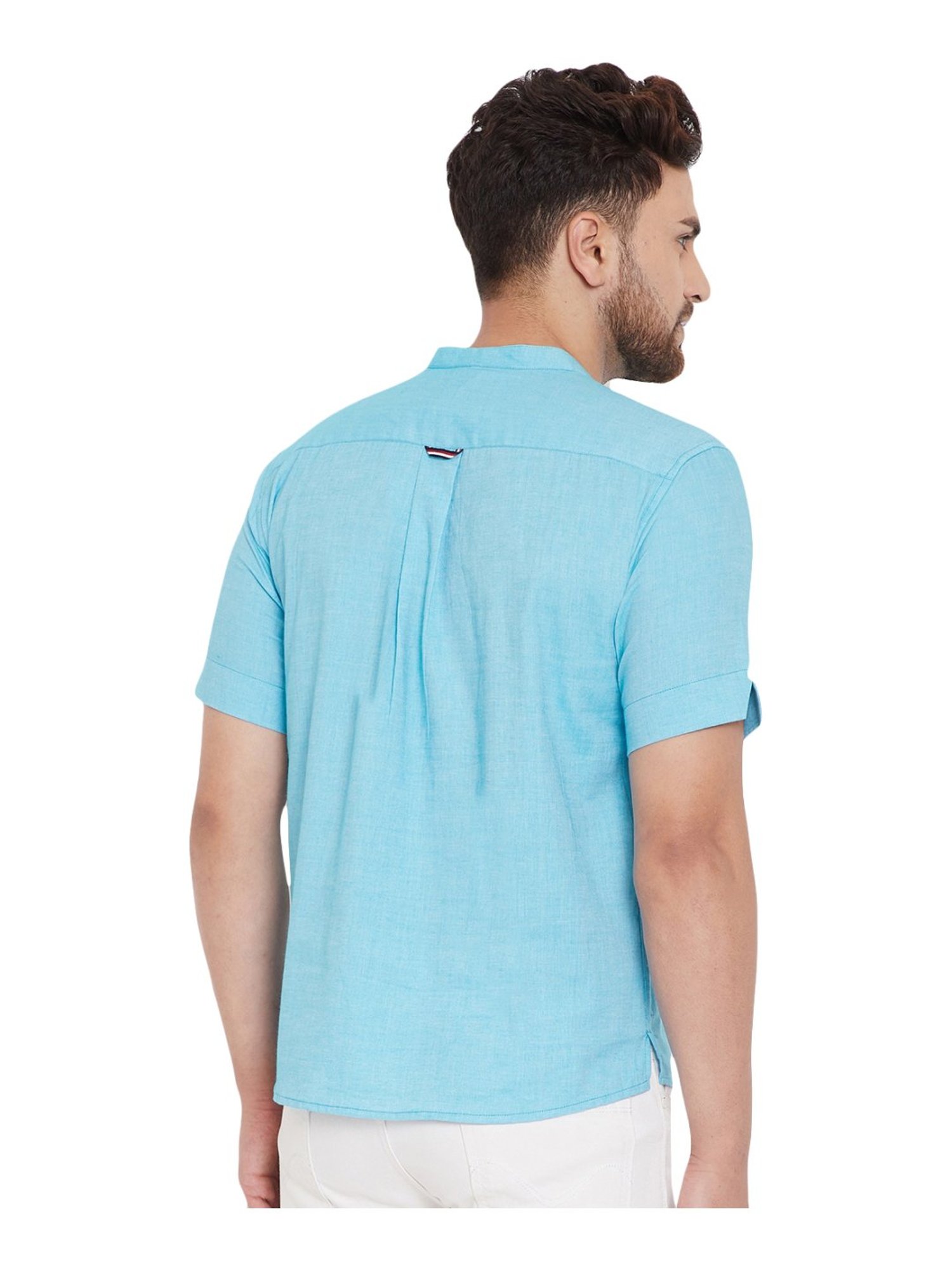 Even Sky Blue Cotton Regular Fit Short Kurta