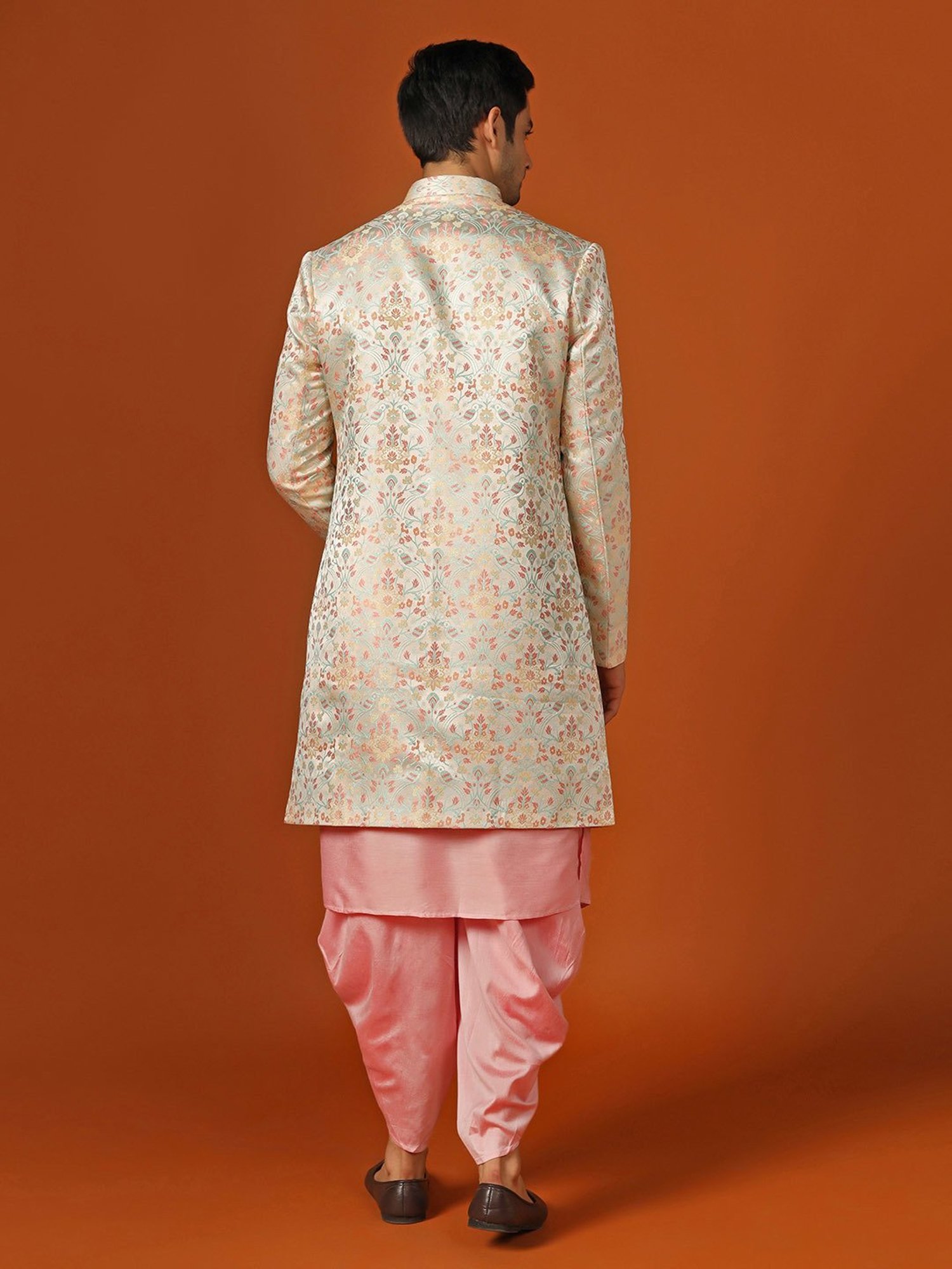 Benstoke Black & Maroon Regular Fit Sherwani Set