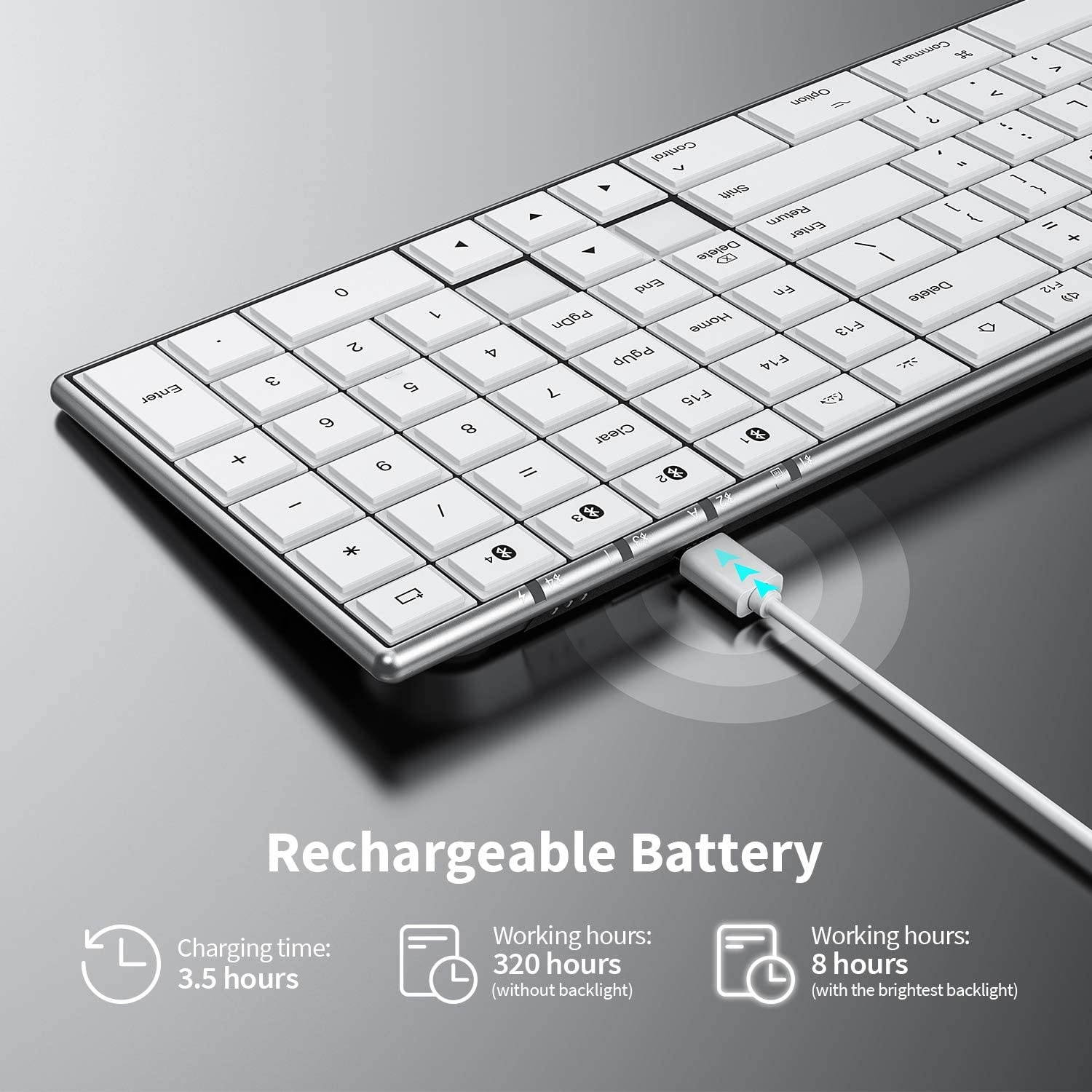 Multi-Device Backlit Bluetooth Keyboard for Mac,Jelly Comb Altra Slim 7 Color Illuminated Rechargeable Keyboard (Packaging May Vary)