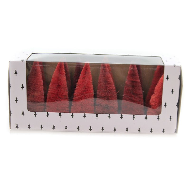 Christmas 6.0" Rainbow Trees Red Bottle Brush  -  Decorative Figurines