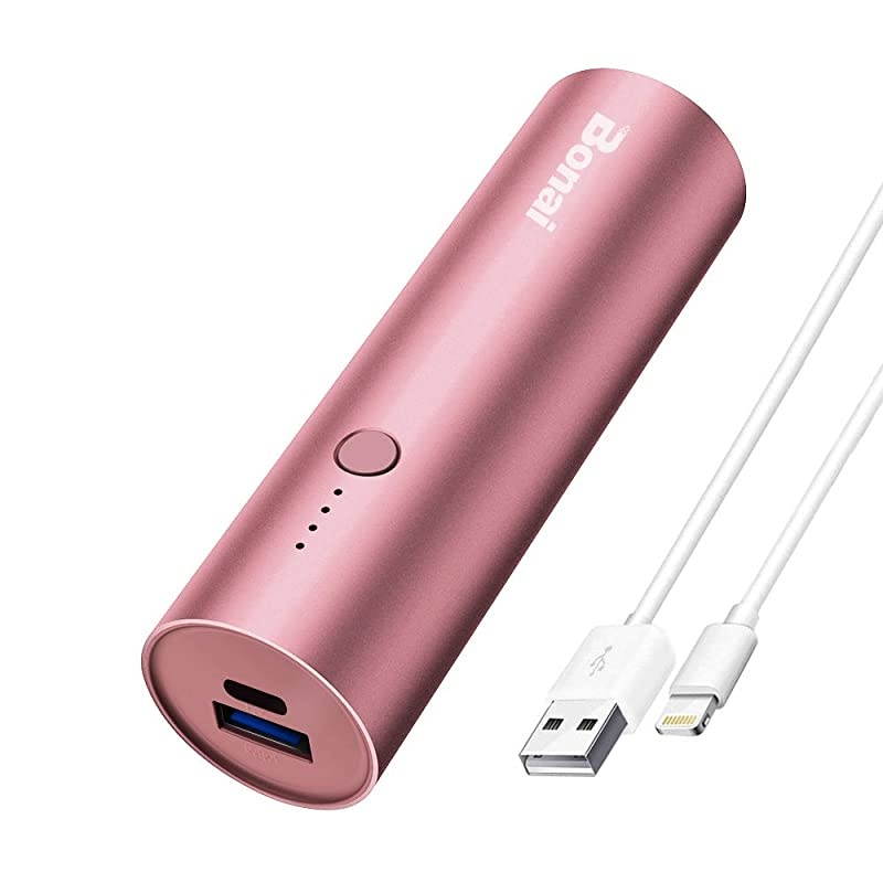 Portable Charger  UltraCompact Aluminum Power Bank 5000mAh Travel HighSpeed Output External Backup Battery Compatible iPhone iPad iPod Samsung Tablets PinkCharging Cable Included
