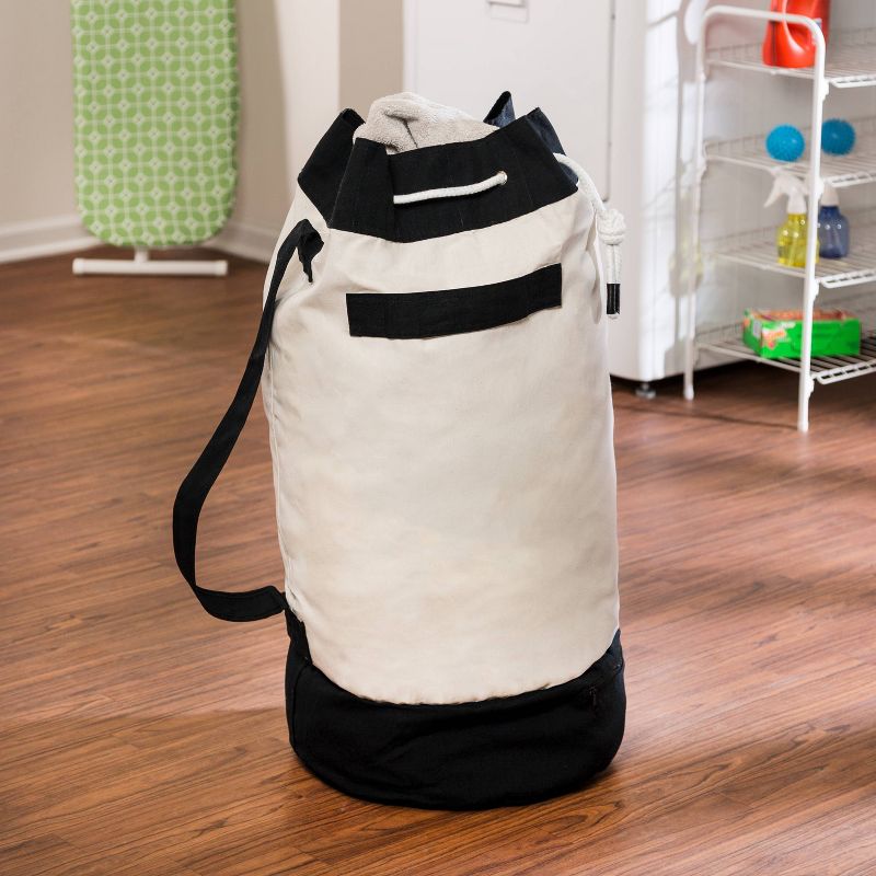 Honey-Can-Do Laundry Bag Duffel Style Black/White