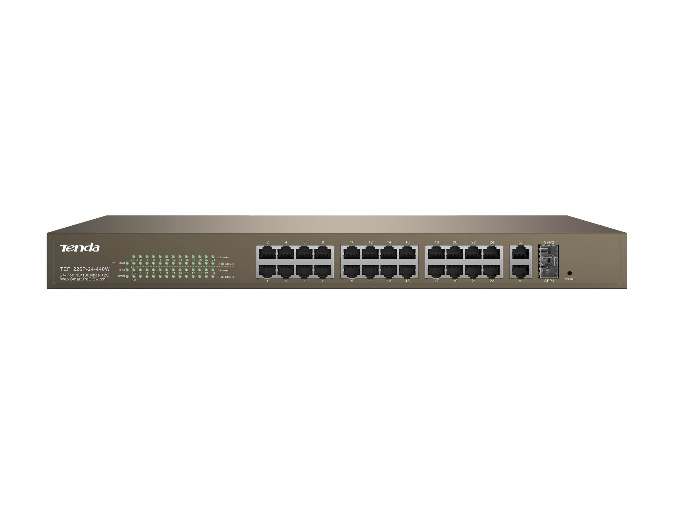 TEF1226P 24-Port 440W 24FE+2GE+2SFP (Combo) Web Smart PoE Switch