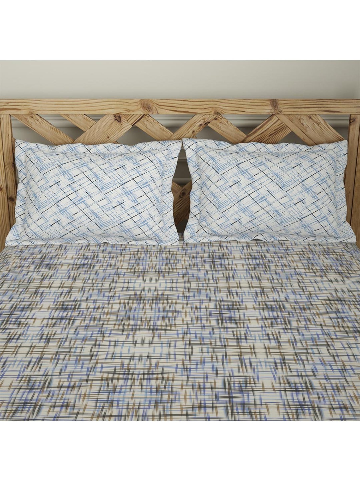 Spaces Ink Blue Organic 210 TC Cotton Bedsheet with 2 Pillow Covers