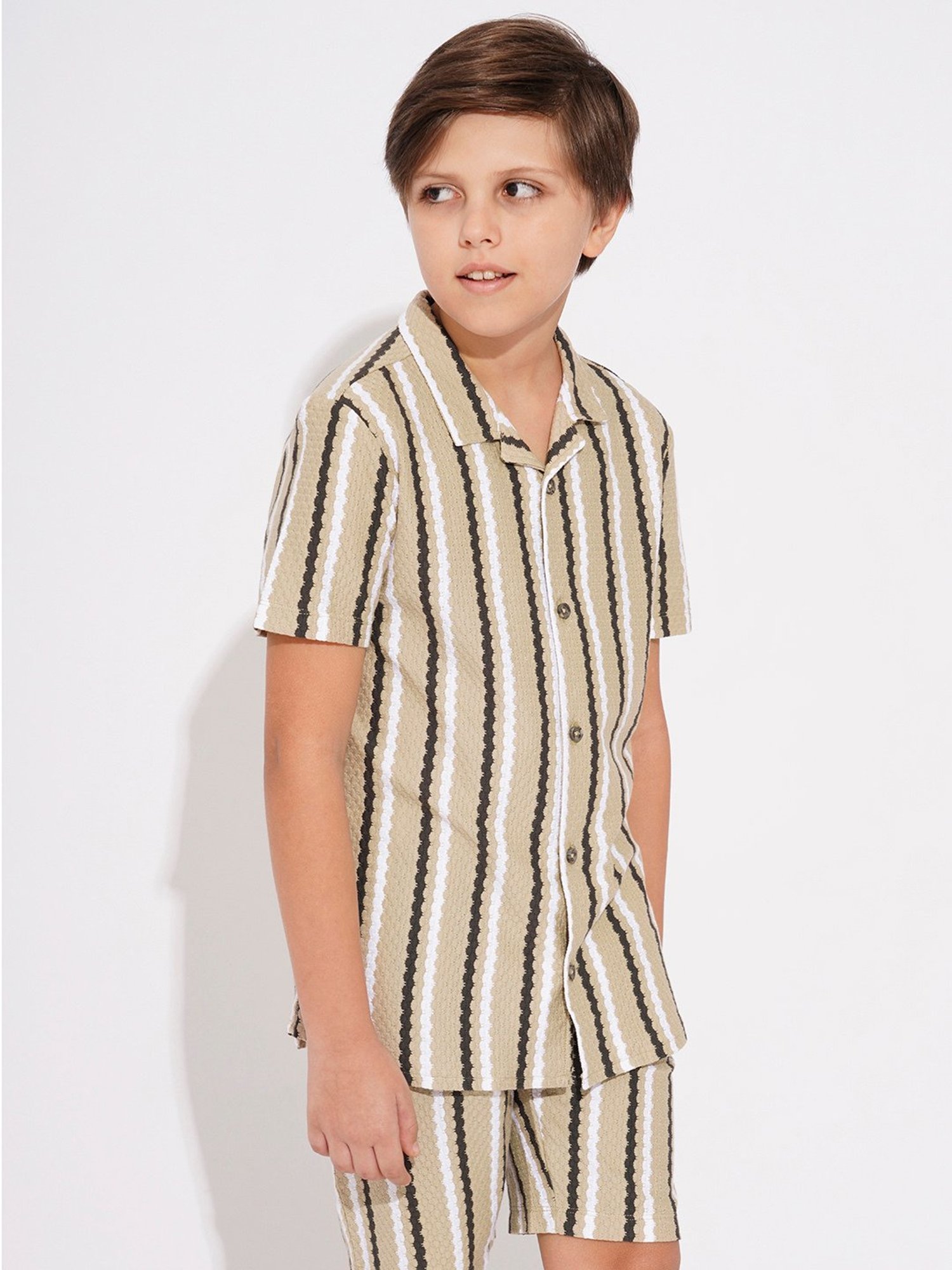 Mothercare Kids Blue Cotton Self Pattern Full Sleeves Shirt