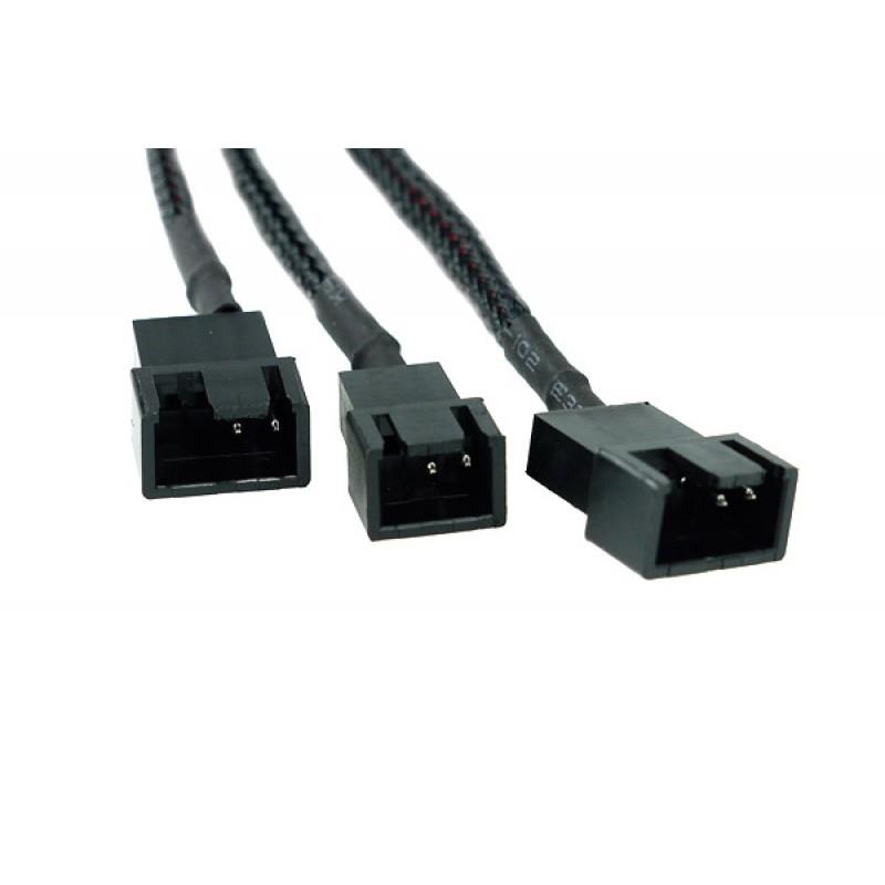 Phobya 4-Pin Molex to 2x 4-Pin PWM and 1x 3-Pin Fan - 30cm | Black (81130)