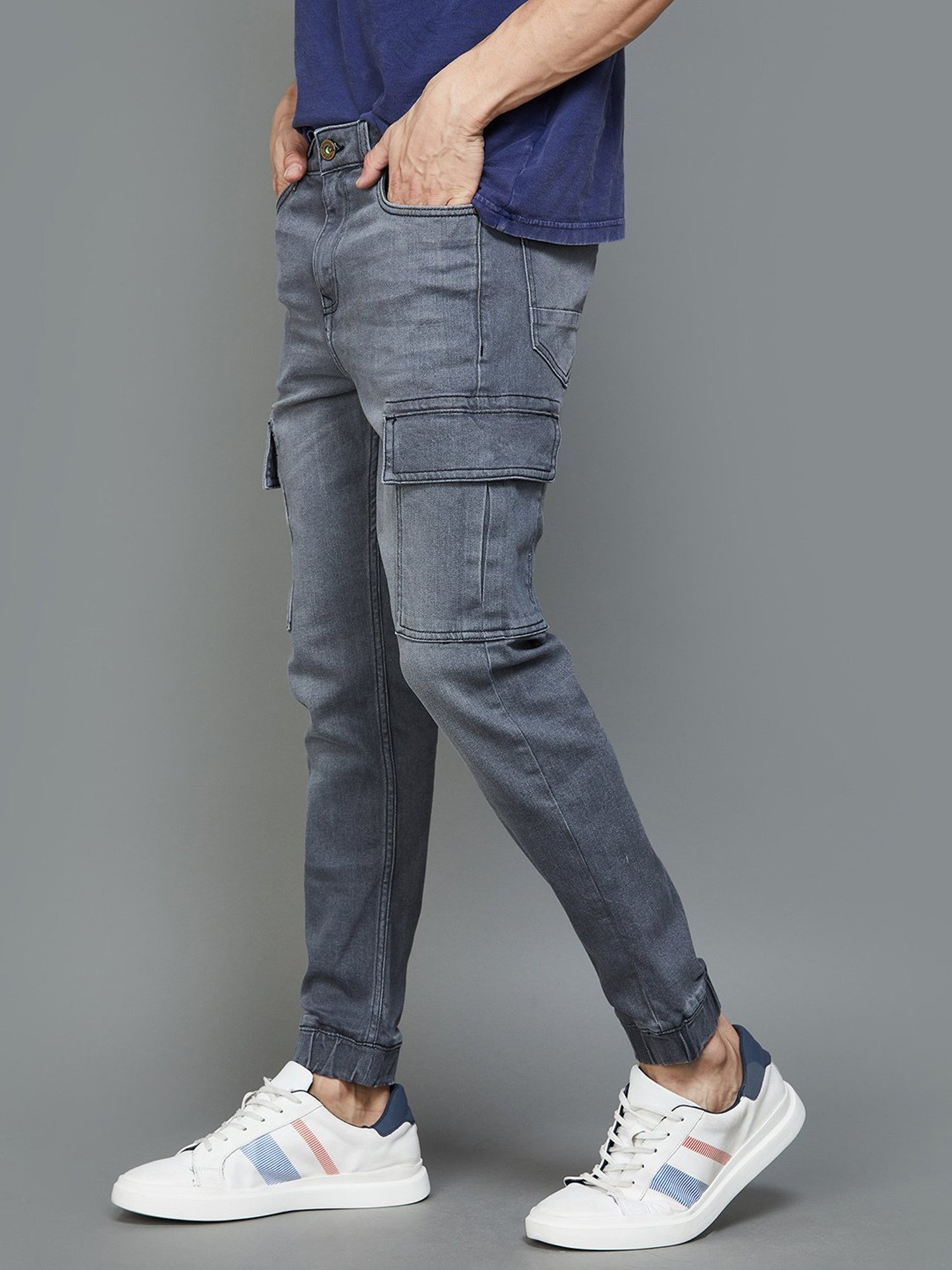 BOSSINI Grey Regular Fit Lightly Washed Jogger Jeans