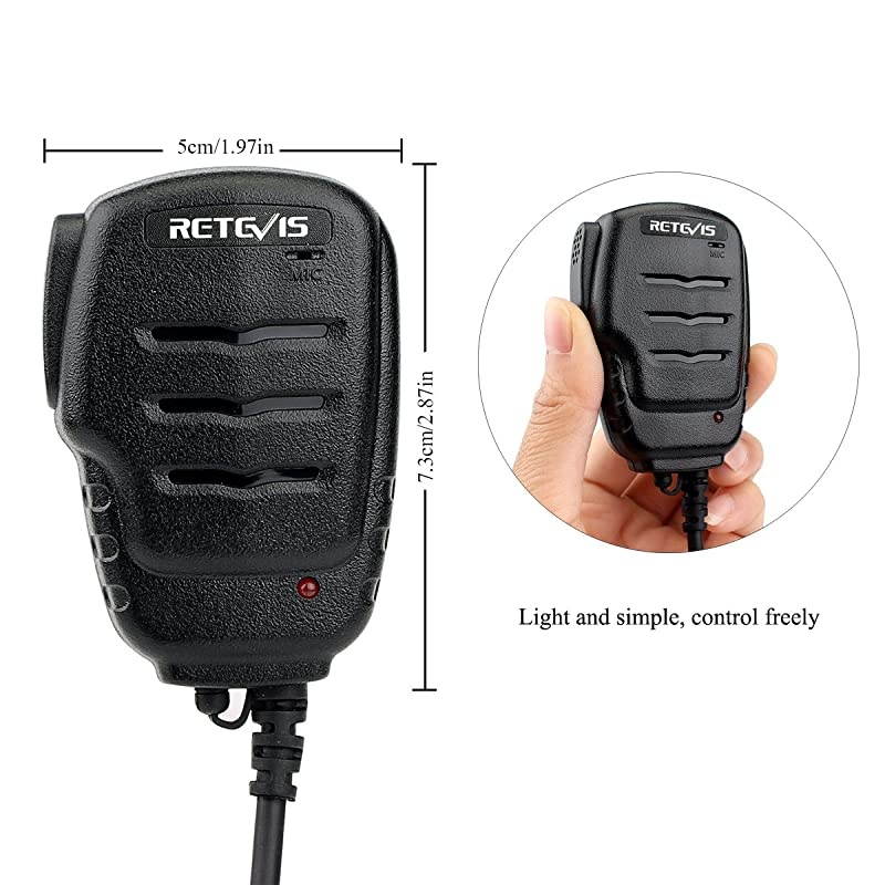 H777 Walkie Talkies Mic 2 Pin Shoulder Speaker Mic for  RT15 RT21 RT22 RT5R Arcshell AR5 Baofeng UV5R BF888S 2 Way Radios 1 Pack