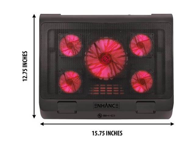 ENHANCE GX-C1 Laptop Cooling Stand (15.75" x 12.75") with 5 LED Fans & Dual USB Ports for Data Pass Through