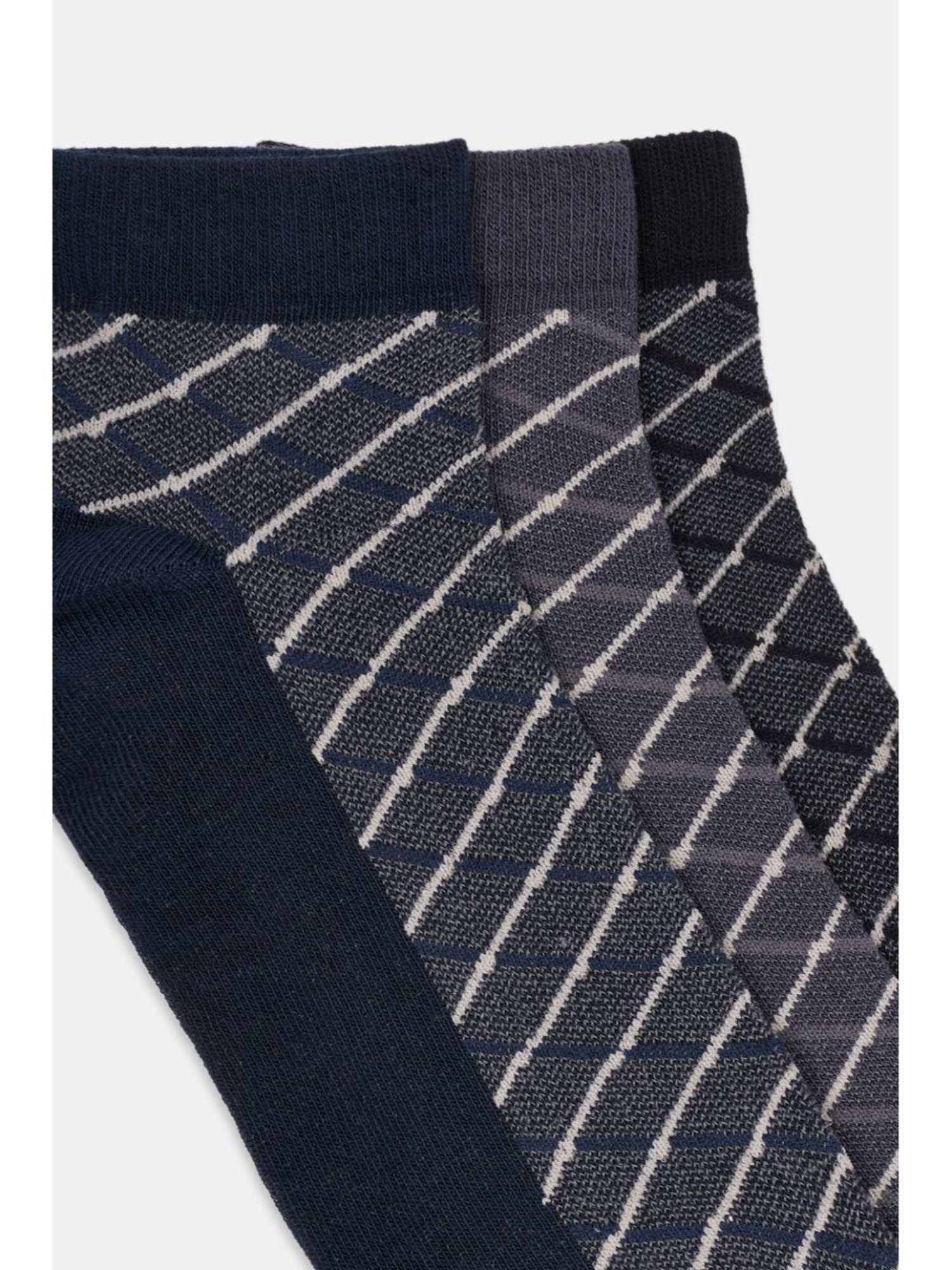 Byford by Pantaloons Black Striped Socks - Pack of 3