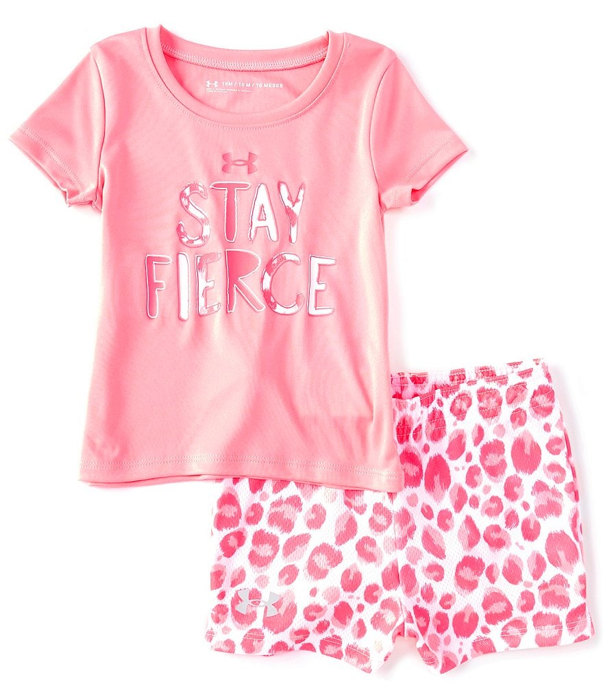 Under Armour Baby Girls 12-24 Months Short-Sleeve Stay Fierce Tee & Shorts Set