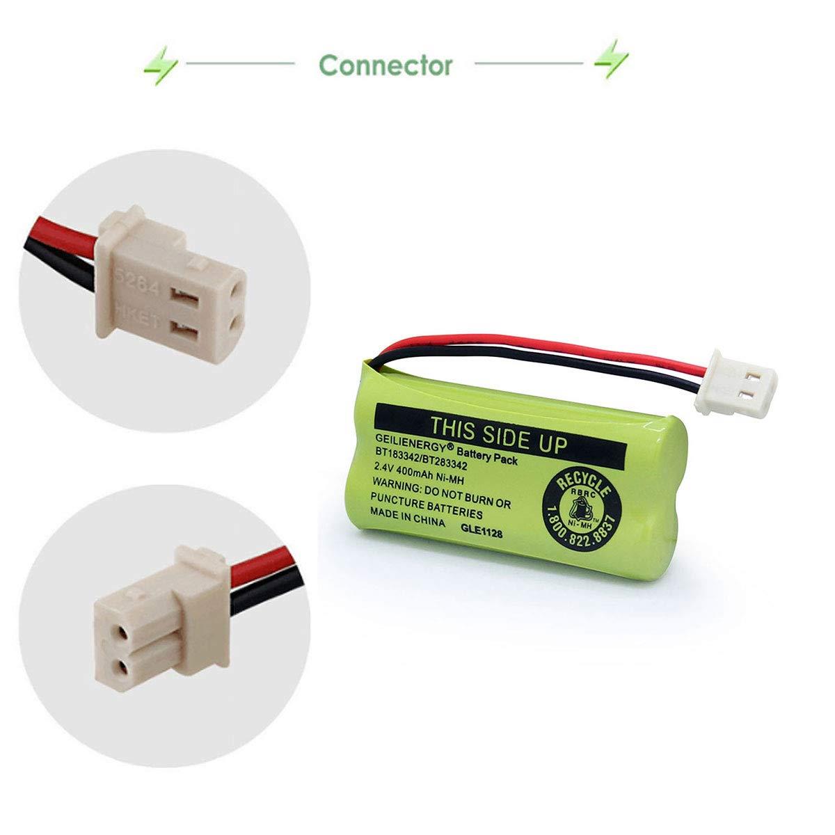 GEILIENERGY 2.4V 400mAh BT-183342 BT-283342 BT-166342 BT-266342 BT-162342 BT-262342 Battery Compatible for VTech CS6114 CS6419 CS6719 AT&T EL52300 CL80112 VTech CS6719-2 Cordless Phone(6 Pack)