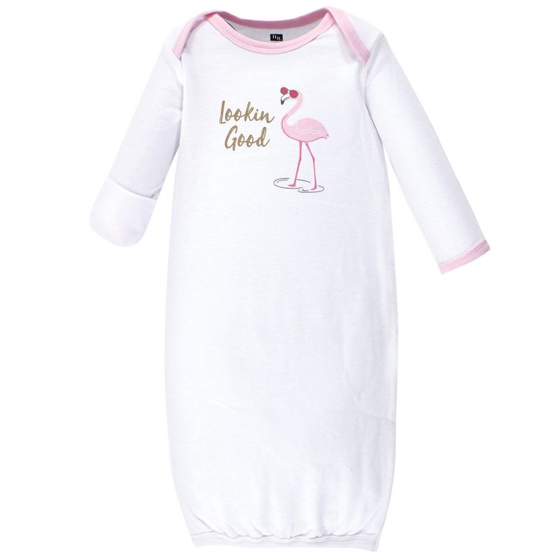 Touched by Nature Baby Girl Organic Cotton Long-Sleeve Gowns 3pk, Pink Rose, 0-6 Months