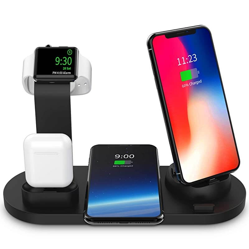 Wireless Charger 3 in 1 Wireless Charging Dock for Apple Watch and Airpods Charging Station for Multiple Devices Qi Fast Wireless Charging Stand Compatible iPhone XXSXRXs Max88 Plus