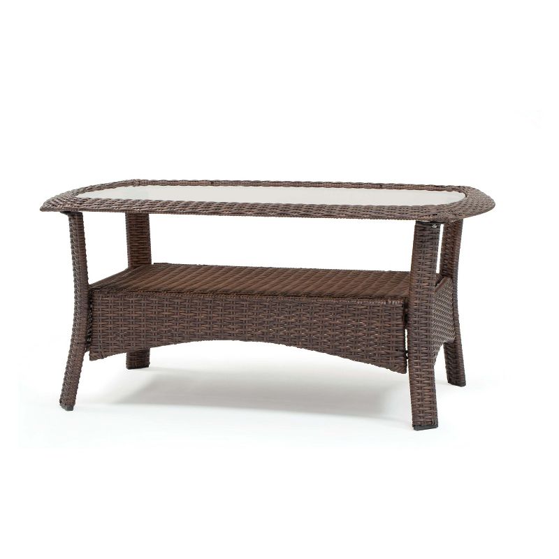 La-Z-Boy Outdoor Sawyer 6pc Wicker Outdoor Seating Set with Sunbrella Spectrum Cilantro Cushion