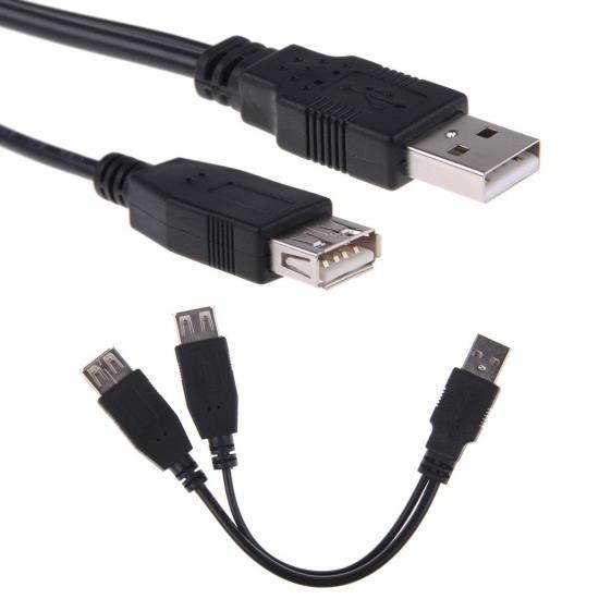CHENYANG USB 2.0 A Male to Dual Data USB 2.0 A Female + Power Cable USB 2.0 A Female Extension Cable 20cm