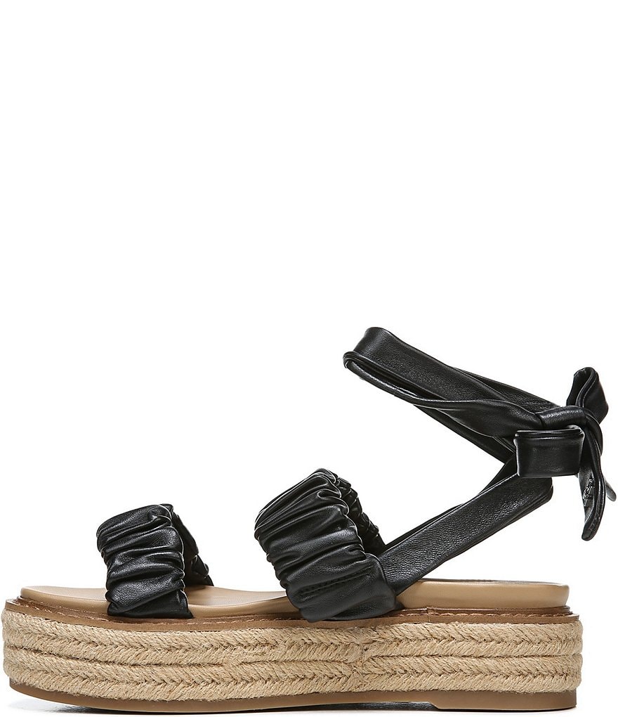 Sam Edelman Kerin Ruched Leather Espadrille Platform Sandals