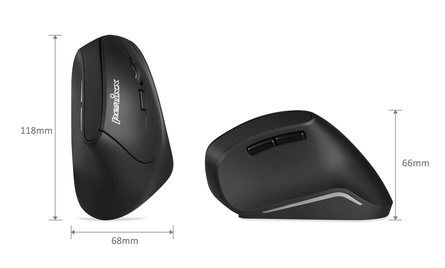 Perixx PERIMICE-804 Ergonomic Bluetooth 3.0 Wireless Vertical Optical Mouse - 6 Buttons, 3 Adjustable (800/1200/1600) DPI - for Windows, Android Tablet and PC - Right Handed - Black -AES 128 bit
