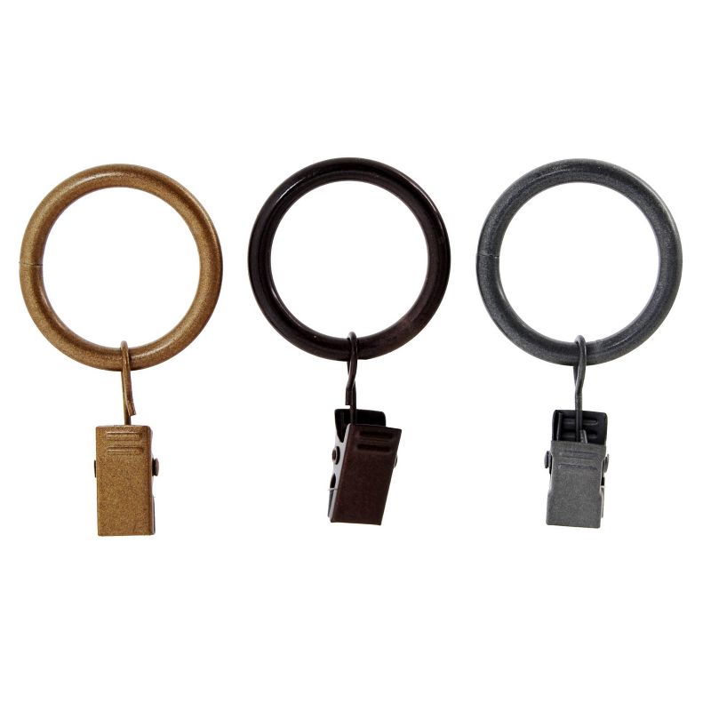 7pc Drapery Rings Brackets Antique Gold - Versailles Home Fash