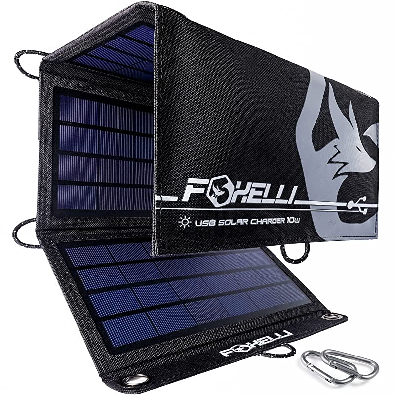 Dual USB Solar Charger 10W Foldable Solar Panel Phone Charger for iPhone Android Smartphones iPads Android Tablets Power Banks More Portable Solar Power for Camping Outdoors