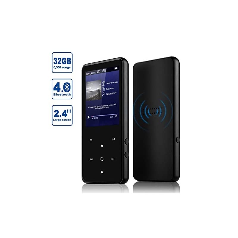 MP3 Player  32GB MP3 Player with Bluetooth 40Portable Sports Music Player 24 Screen Builtin Speaker with Voice RecorderFM RadioText Reading HiFi Lossless Sound 32GB