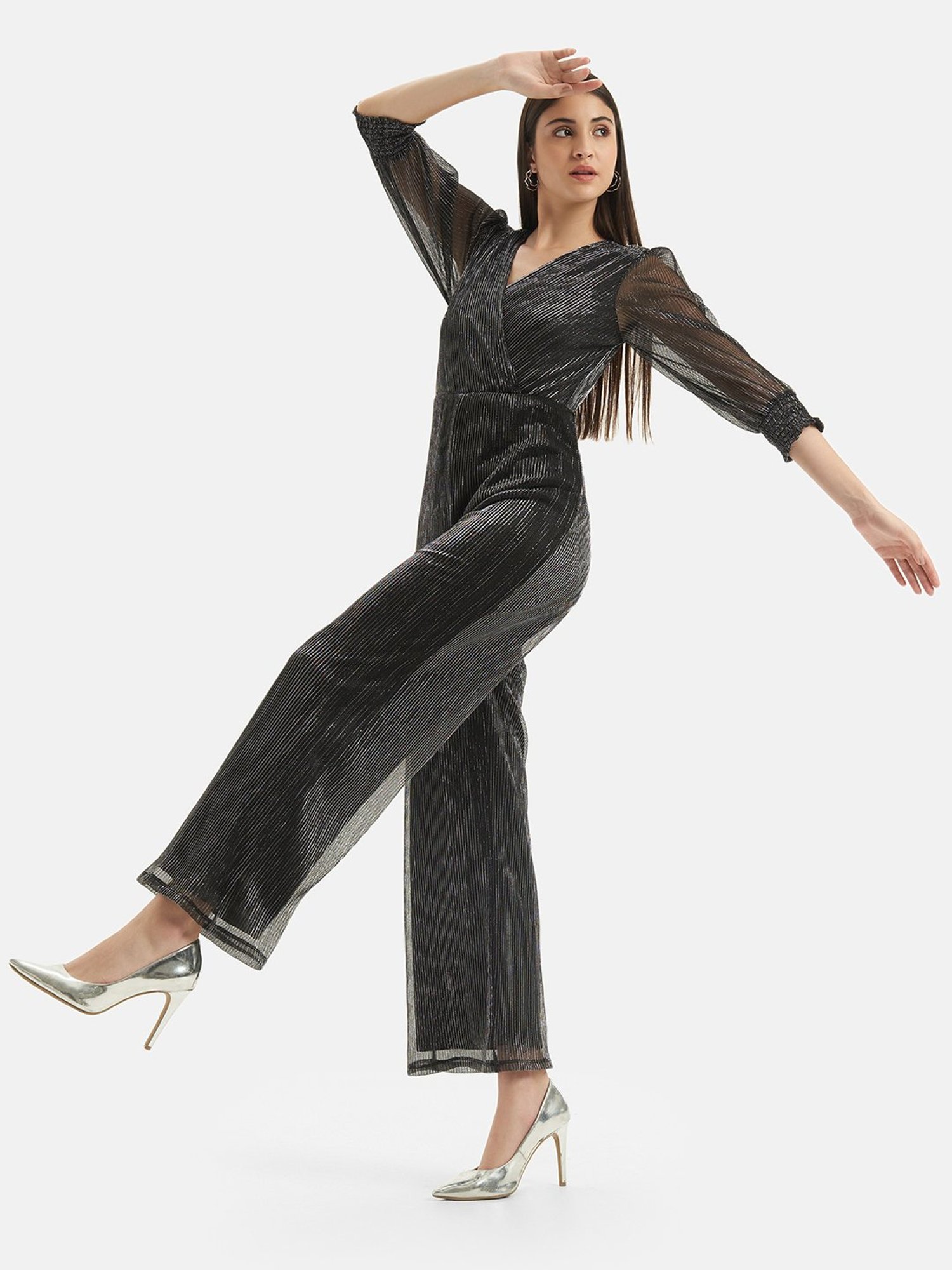 Kazo Black & Silver Overlap Jumpsuit