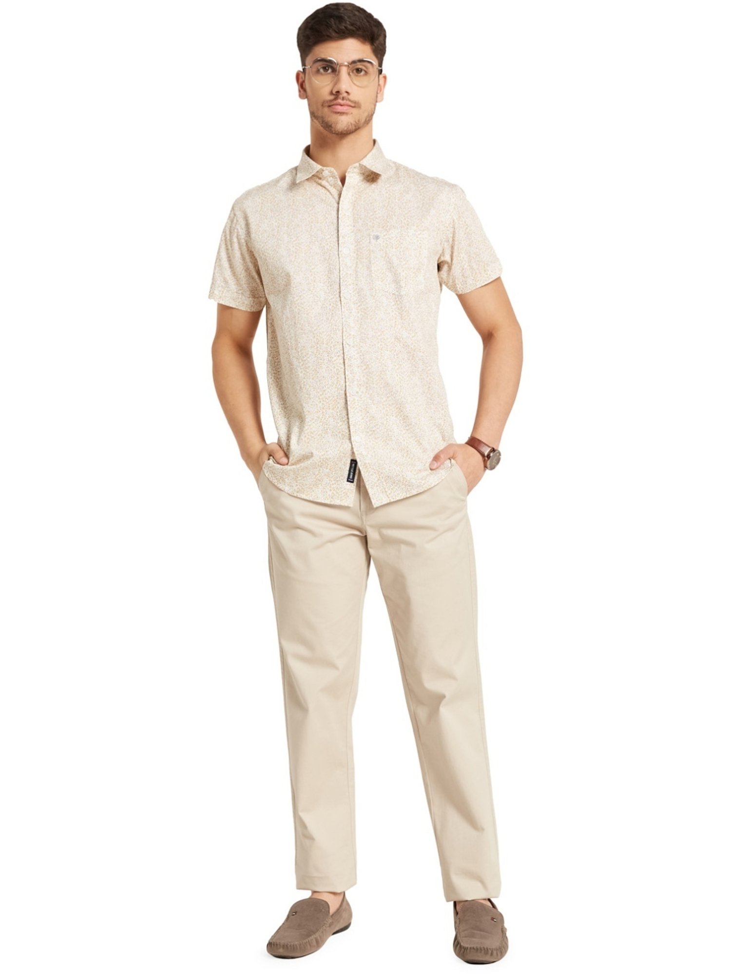 METTLE Lemon Cotton Regular Fit Printed Shirt