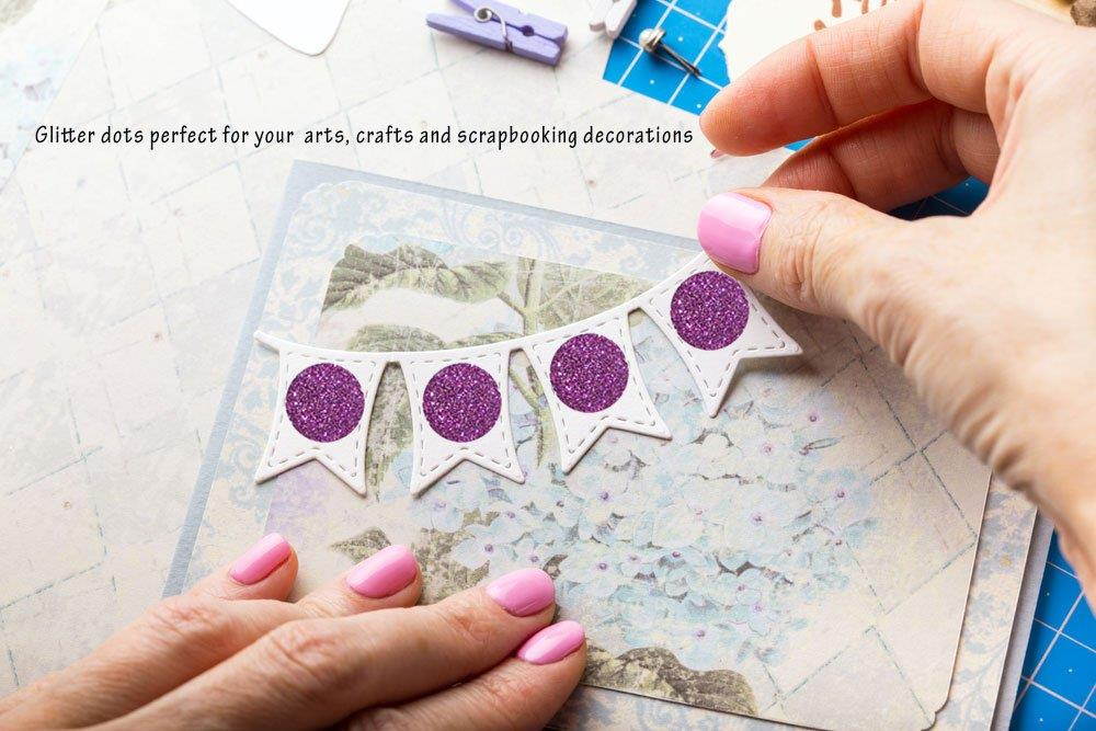 Sparkles Round circle 1" inch - Crafts Sticker - 25 mm - one inch rounds purple Glitter stickers - 120 pack