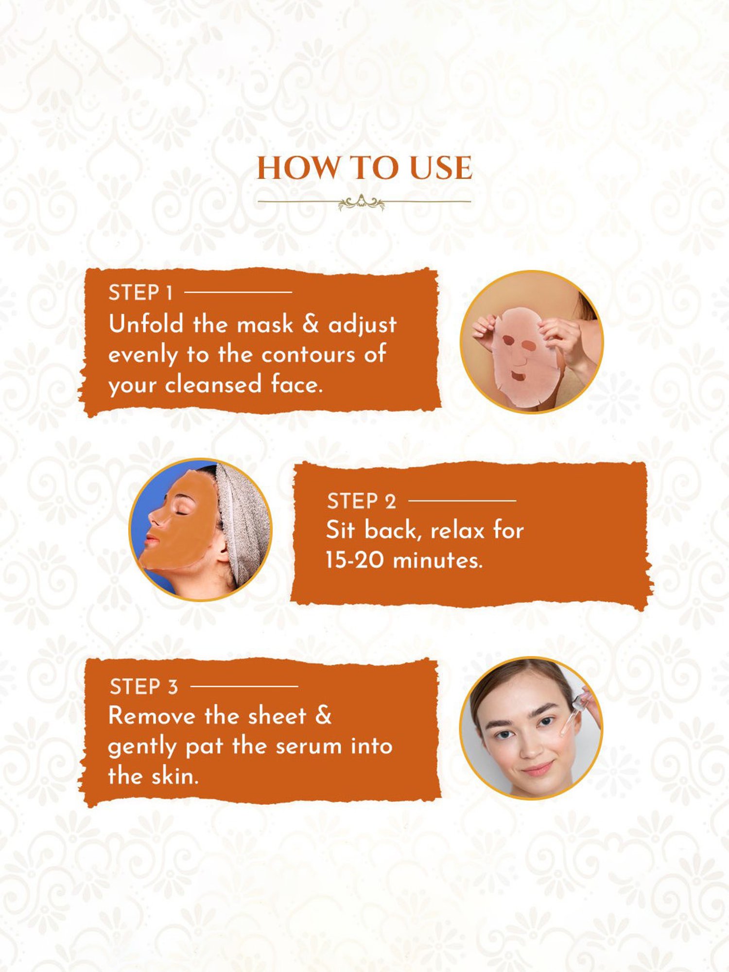 Khadi Essentials 10% Vitamin C Serum Sheet Mask with 1% HA for Pigmentation & Glow - Pack of 3