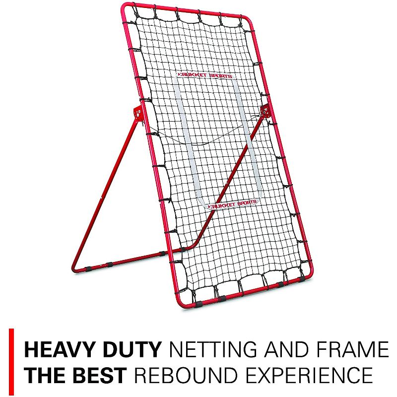 Rukket Sports Adjustable Pitch Back Baseball and Softball Rebounder Practice Throwing Net Screen, Red