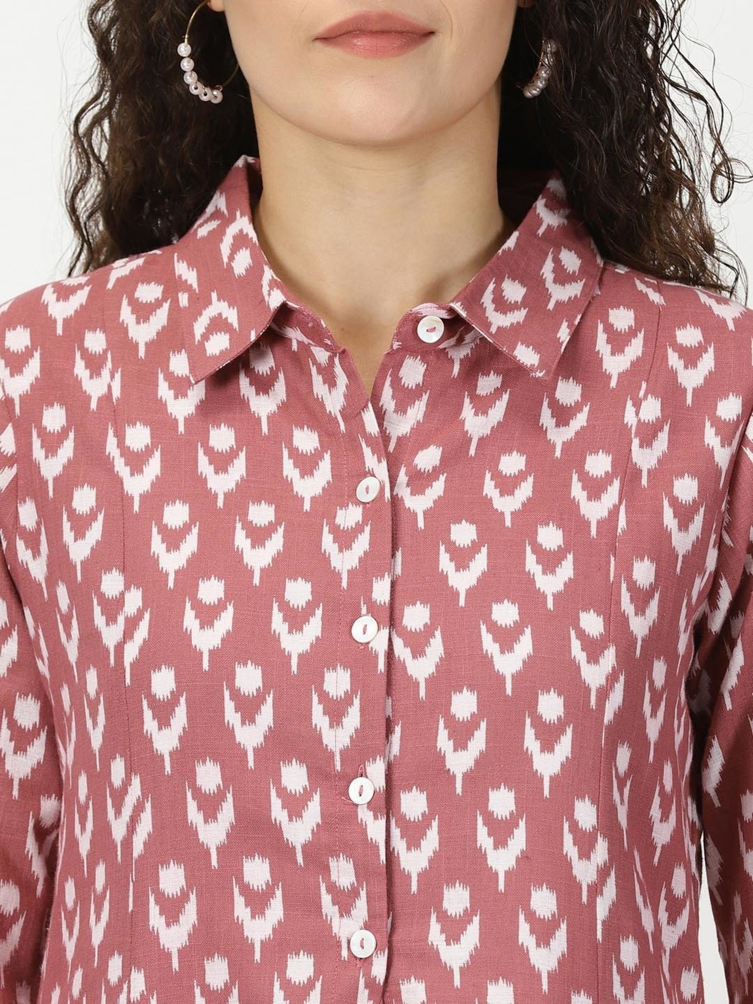 Saffron Threads Rosewood Pink Cotton Printed Ethnic Dress