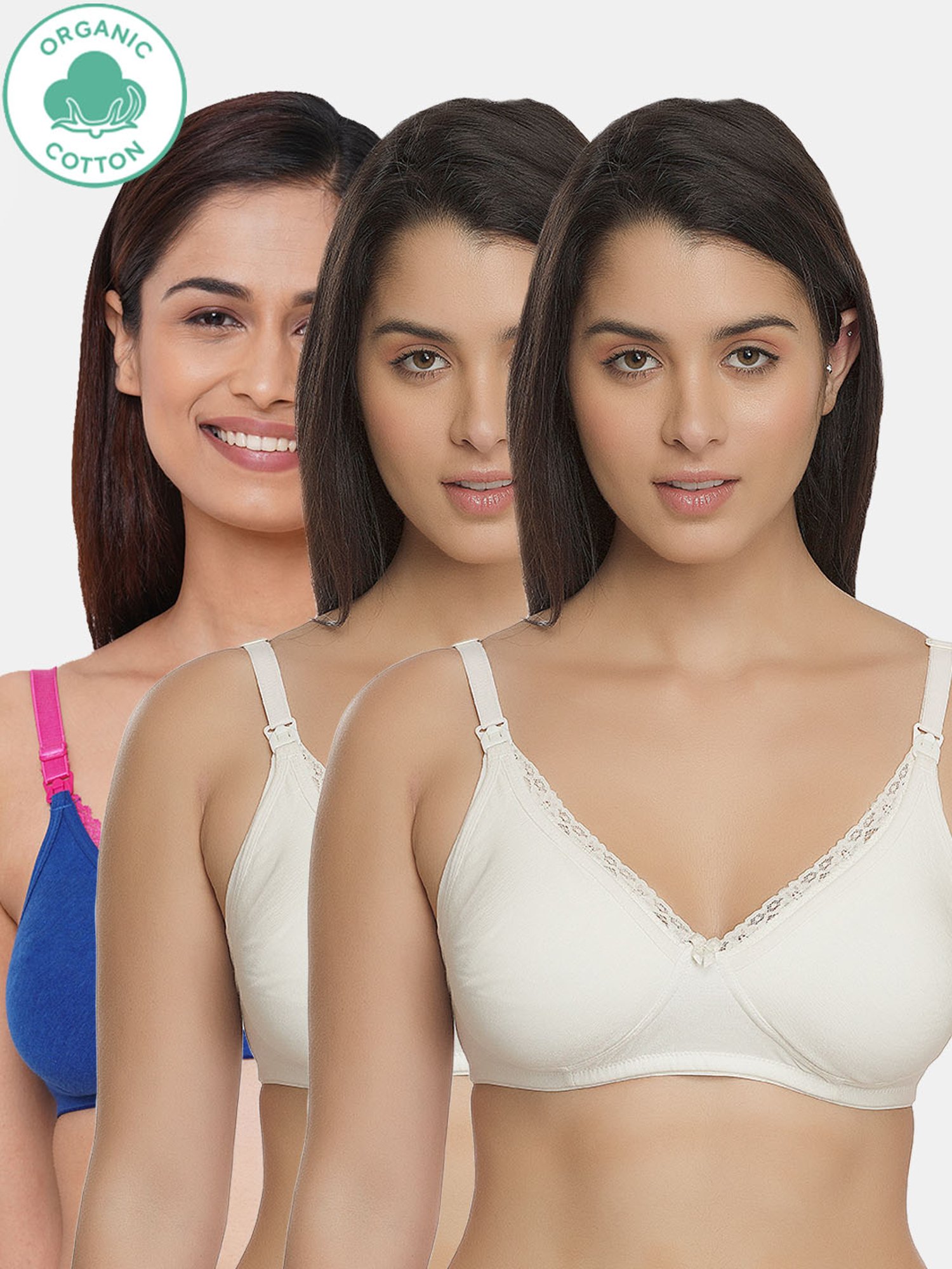 Inner Sense Multicolored Non Wired Non Padded Nursing Bra (Pack Of 3)