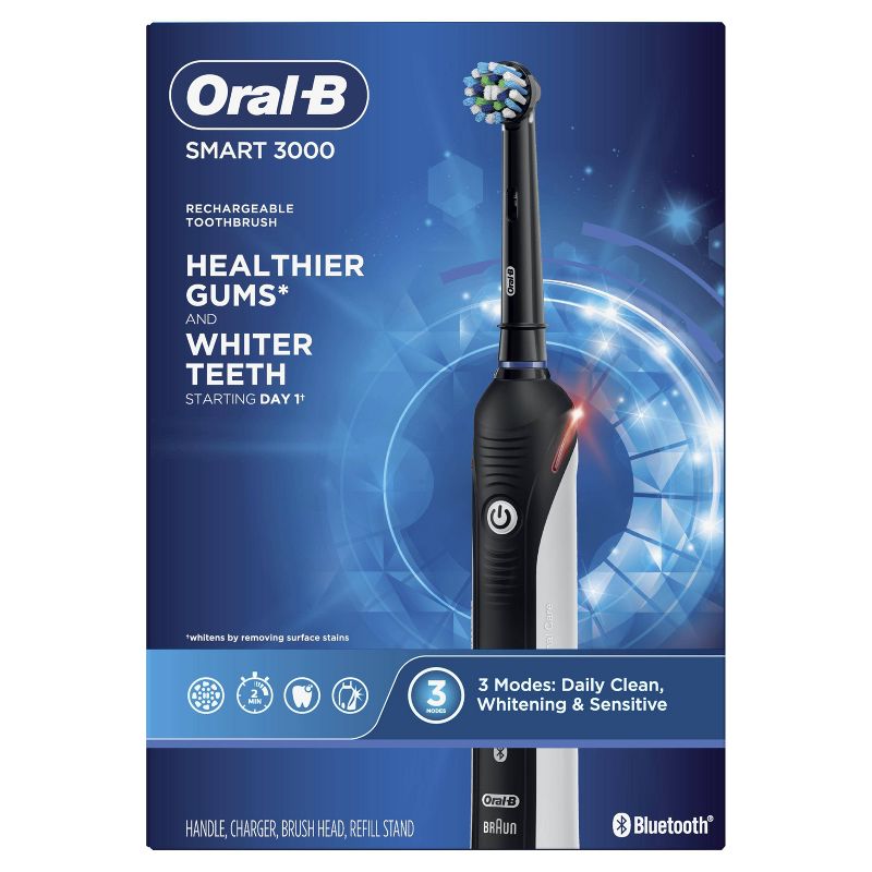 Oral-B Smart 3000 Electric Toothbrush with Bluetooth Connectivity - Black Edition Powered by Braun