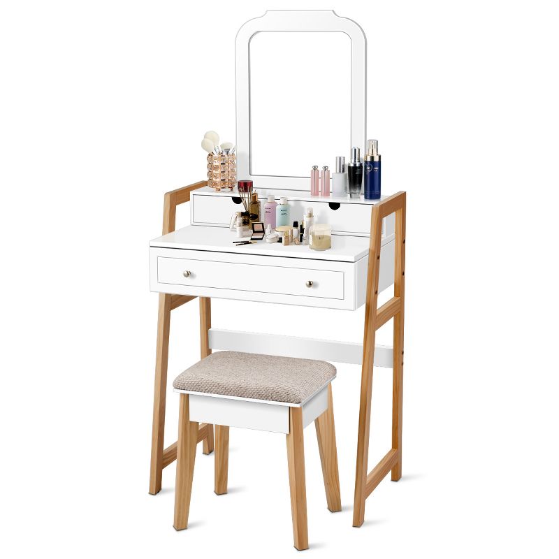 Costway Makeup Vanity Table Dressing table Cushioned Stool Set