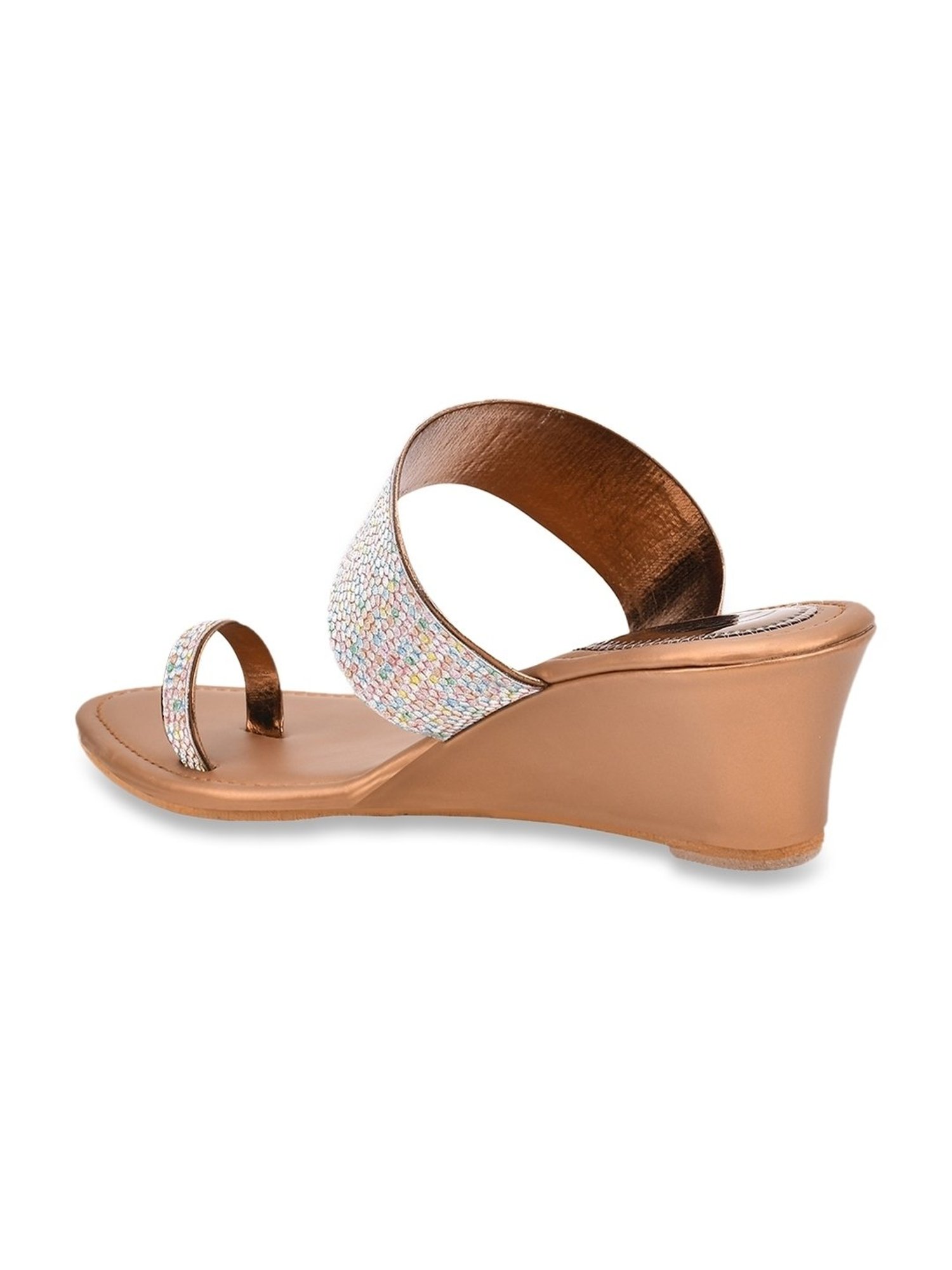 The White Pole Women's Golden Toe Ring Wedges