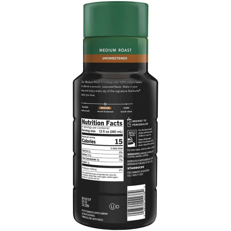 Starbucks Unsweetened Medium Roast Iced Coffee - 48 fl oz