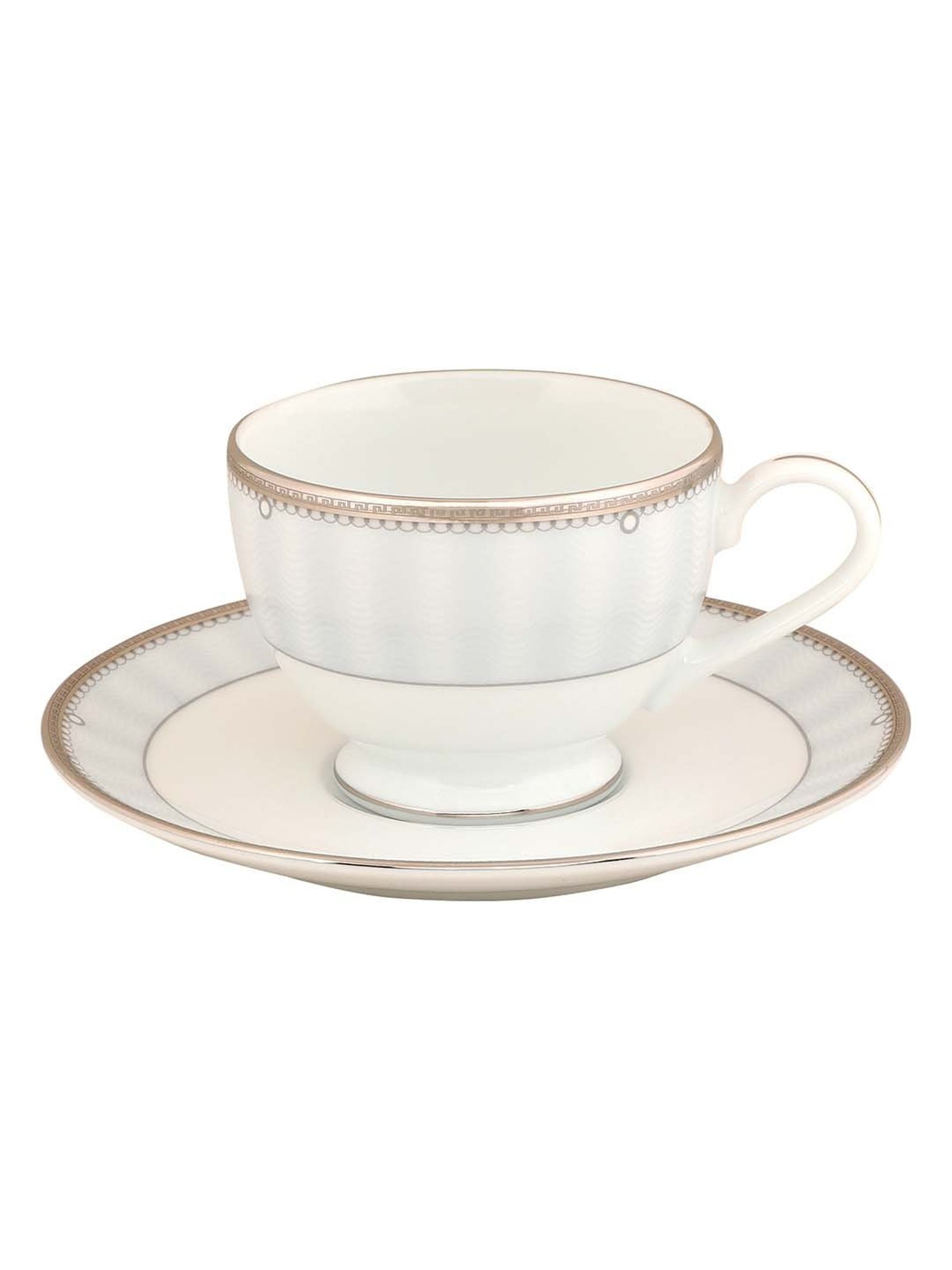 NORITAKE Hearth Off-White & Light Grey Porcelain 0.215 L Tea Set (6 Tea Cups & 6 Tea Saucers)